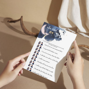 Rustic blue Baby Shower Who Said It? Mum or Dad?