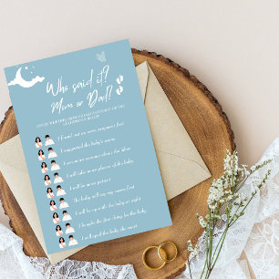 Rustic blue Baby Shower Who Said It? Mum or Dad?