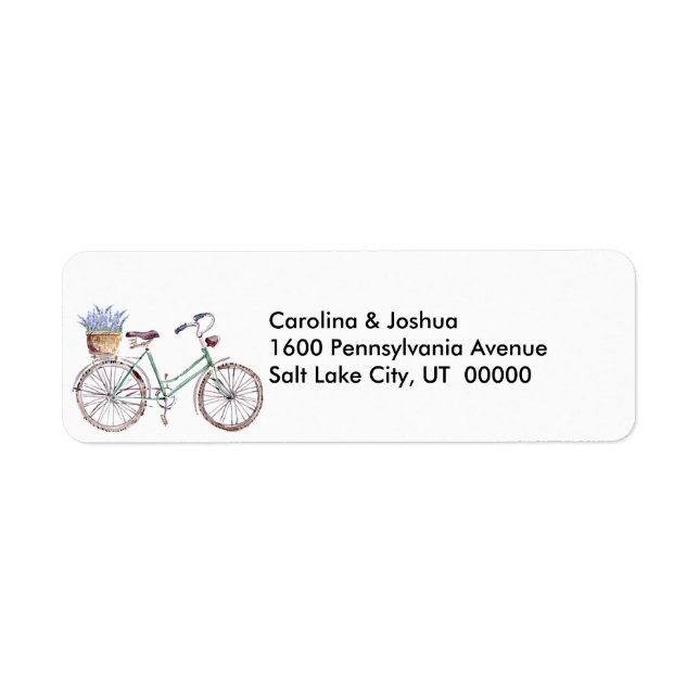 Rustic Blue Bicycle Lavender Floral Return Address Label (Front)