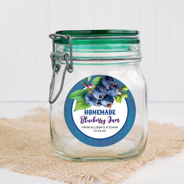 Rustic Blue Blueberry Jam Jar Label (Creator Uploaded)