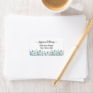 Rustic Blue Boho Wildflowers Wedding Address Label