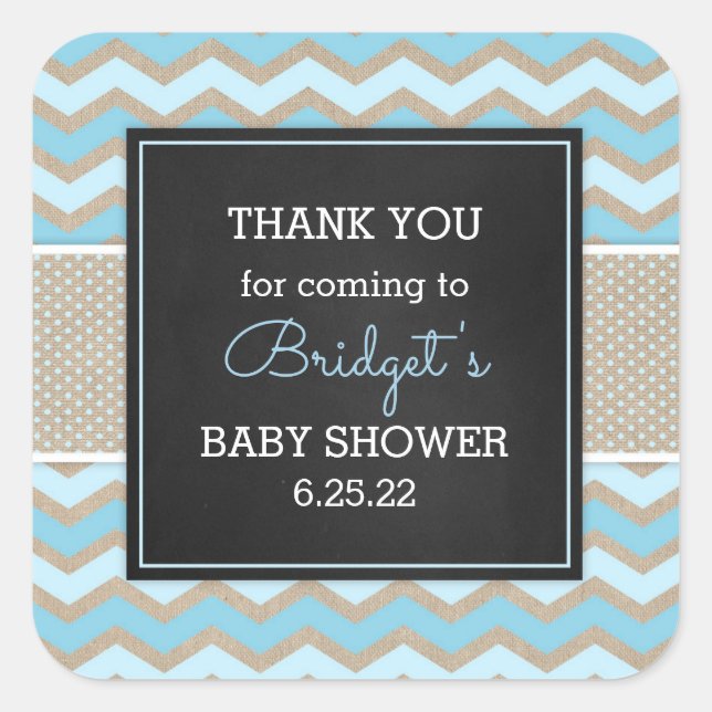 Rustic Blue Boy Baby Shower favour sticker 3656 (Front)