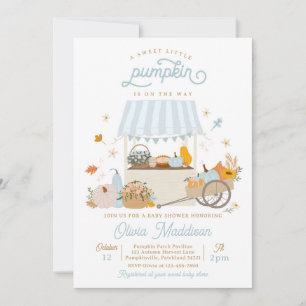 Rustic Blue Boy Pumpkin Baby Shower Invitation
