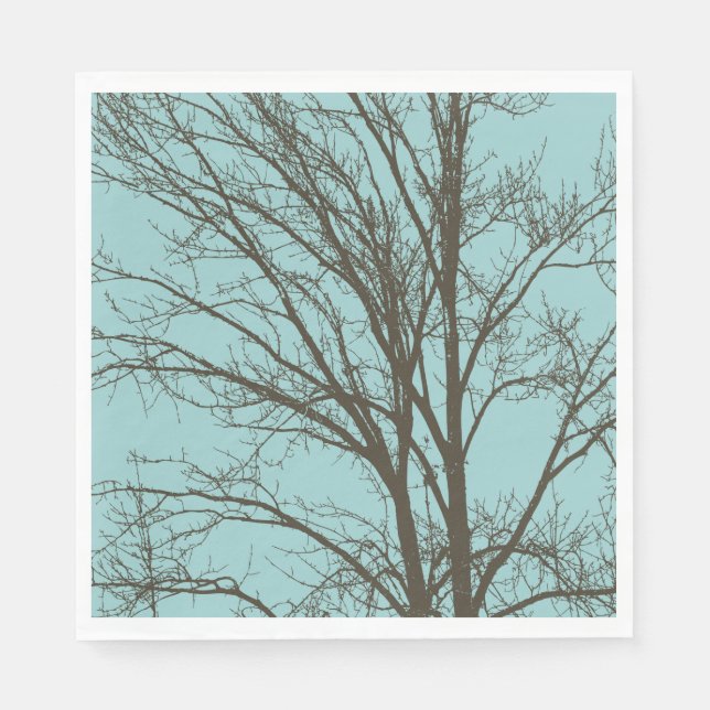 Rustic Blue Brown Tree Branches Napkin (Front)