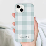 Rustic Blue Buffalo Check Monogram Case-Mate iPhone 14 Case<br><div class="desc">Modern rustic buffalo check plaid print phone case personalised with your name monogram or other custom text. Click the Customise It button to add your own text and create a unique one of a kind design.</div>