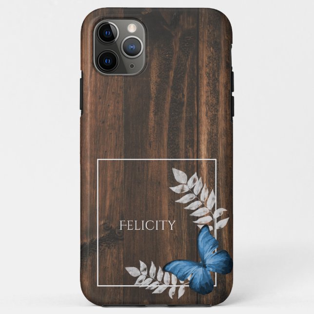 Rustic Blue Butterfly Case-Mate iPhone Case (Back)
