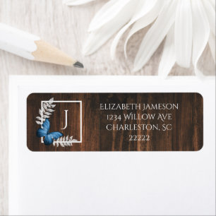 Rustic Blue Butterfly Label Return Address Label