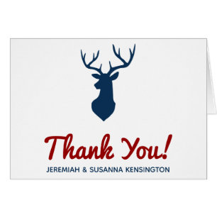 Rustic Blue Deer and Mountain Wedding Thank You