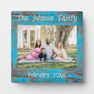 Rustic Blue Distressed Wood Name Photo Frame