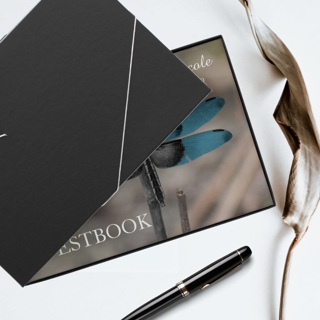Rustic Blue Dragonfly Wedding Guestbook (Guests will love leaving their thought on your wedding day)