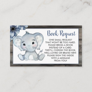 Rustic Blue Elephant book request card ticket