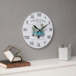 Rustic Blue Farmhouse Truck Christmas Family Name Large Clock<br><div class="desc">Add a stylish & trendy look to your home or office with our vintage truck Christmas clock. Add your custom wording to this design by using the "Edit this design template" boxes on the right hand side of the item, or click the blue "Customise it" button to arrange the text,...</div>