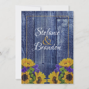 Rustic Blue Fence & Daisies Invitation