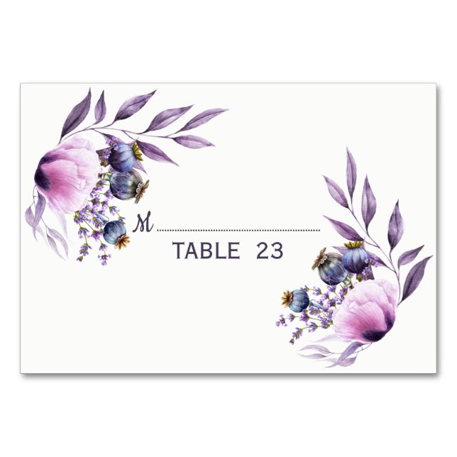 Rustic Blue Floral Country Barn Wedding Table Card (Front)