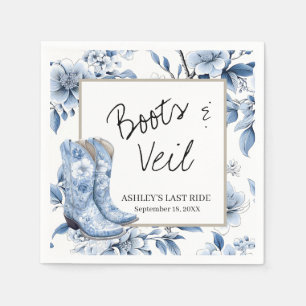 Rustic Blue Floral Cowgirl Wedding Napkins – Boots