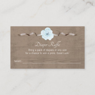 Rustic Blue Floral Diaper Raffle Ticket Enclosure Card
