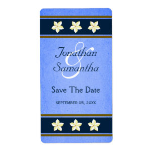 Rustic Blue Floral Save The Date Wine Labels Large