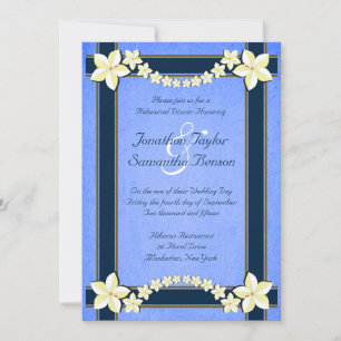 Rustic Blue Floral Wedding Rehearsal Dinner Invite