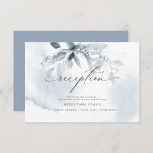 Rustic Blue Foliage Watercolor Reception  Invitation