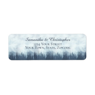 Rustic Blue Forest Small Wedding Return Address Label