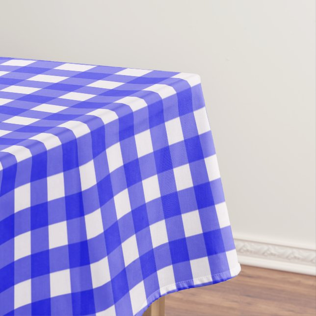 Rustic Blue Gingham Checks Pattern Tablecloth (In Situ)