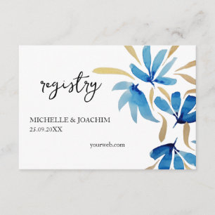 Rustic Blue Gold Wildflowers Watercolor Art  Enclosure Card