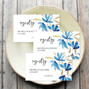 Rustic Blue Gold Wildflowers Watercolor Art  Enclosure Card