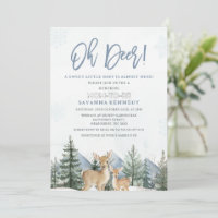 Rustic Blue Green Winter Oh Deer Baby Shower