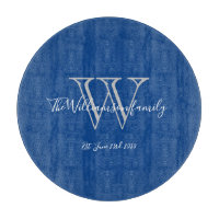 Rustic Blue Grey Monogram Initial Family Name Date