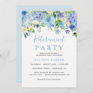 Rustic Blue Hydrangea Retirement Party Invitation