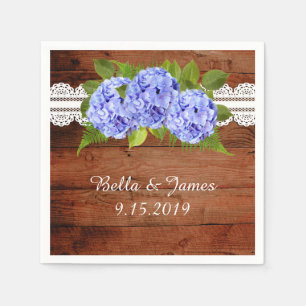 Rustic Blue Hydrangea Wedding Collection Napkins