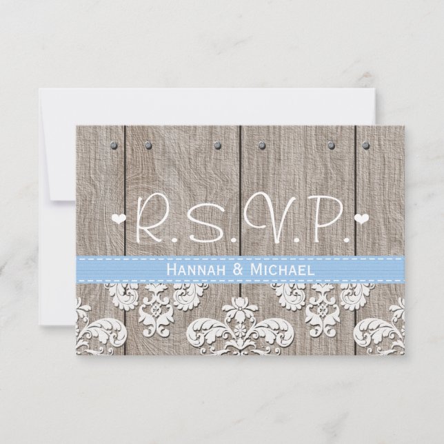Rustic Blue Hydrangea Wedding RSVP Response Card (Front)