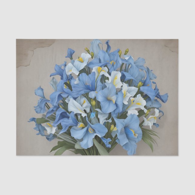 Rustic Blue Iris Bouquet Tissue Paper (Front)