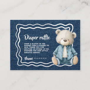 Rustic Blue Jean Baby Diaper Raffle Ticket Enclosure Card