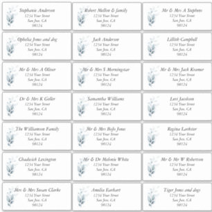Rustic Blue Leafy Guest Name Address Labels