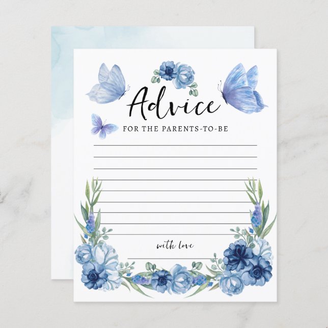 Rustic Blue Little Butterfly Advice Game (Front/Back)