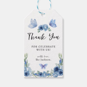 Rustic Blue Little Butterfly Thank You Gift Tags