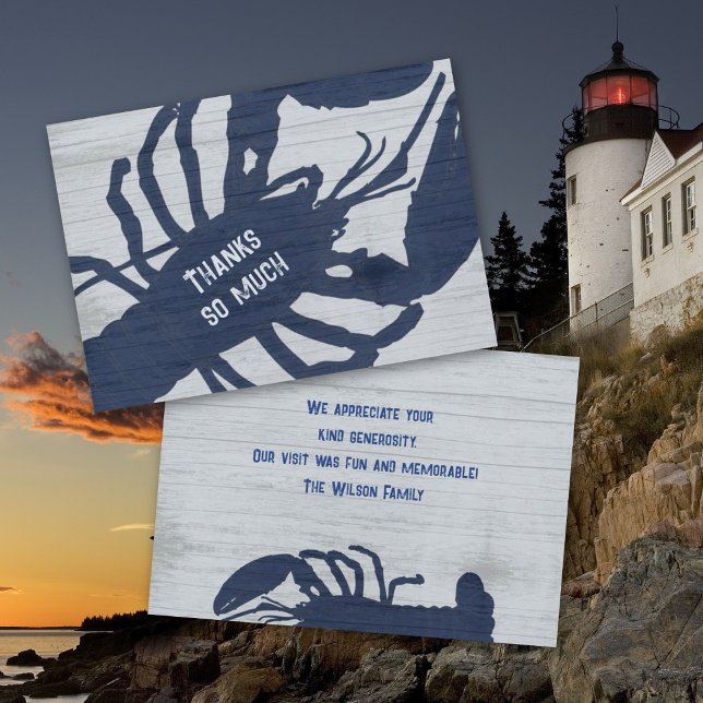 Rustic Blue Lobster Custom Thank You Note Card (Creator Uploaded)