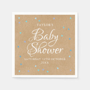 Rustic Blue Love Hearts Baby Boy Shower / Sprinkle Napkin
