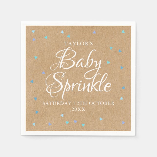 Rustic Blue Love Hearts Baby Boy Sprinkle/Shower Napkin (Front)