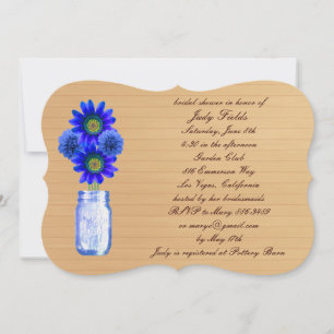Rustic Blue Mason Jar Bridal Shower Invitation
