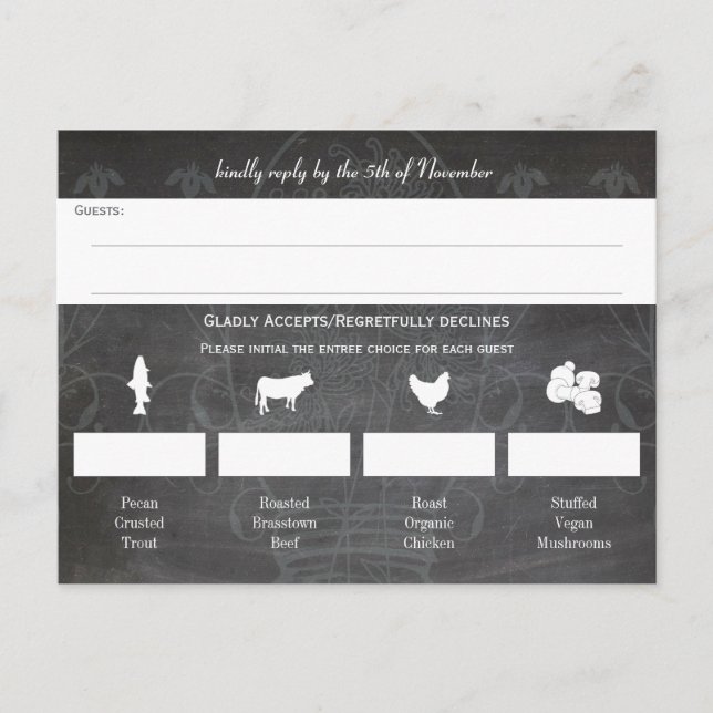 Rustic Blue Mason Jar Chalkboard Wedding Invitation Postcard (Front)