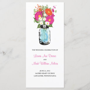 Rustic Blue Mason Jar Gerber Daisies Program