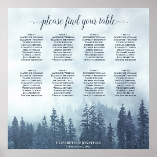 Rustic Blue Mountain Pines 8 Table Seating Chart