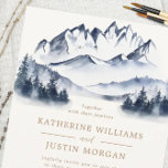 Rustic Blue Mountain Wedding Invitation<br><div class="desc">Our "Blue Mountain" collection features watercolor landscapes paired with wood slice decorative items for a sophisticated nature inspired look. Colour scheme is different shades of blue with a touch of green. All information is in a combination of script and serif font. Check our store for more items from this collection...</div>