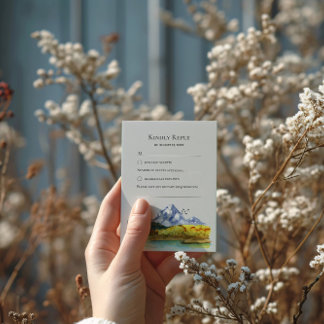 Rustic Blue Mountain Wedding Response Card