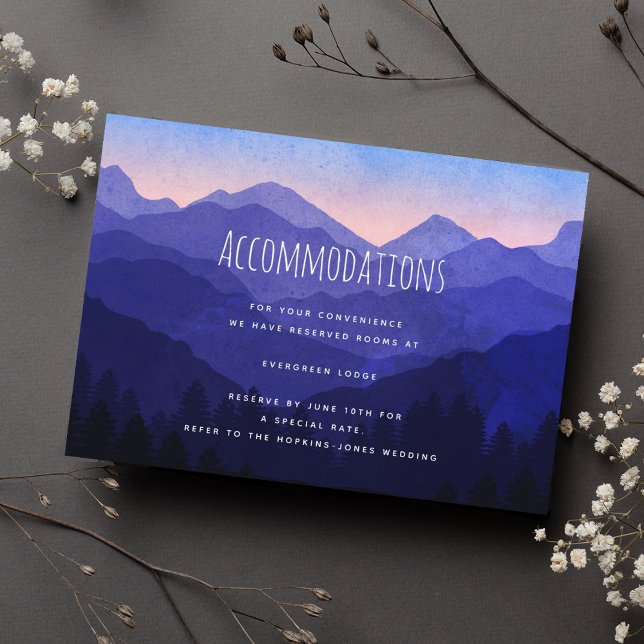 Rustic Blue Mountains Wedding Accommodations Enclosure Card (Creator Uploaded)