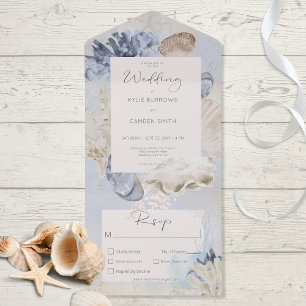 Rustic Blue Ocean Beach Dinner All In One Invitation