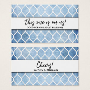 Rustic Blue & Ogee Drink Tickets, Handwriting Font