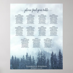 Rustic Blue Pine Trees 11 Table Seating Chart